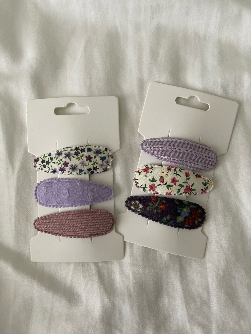 Kids Floral and Solid Lavender Hair Clip Set